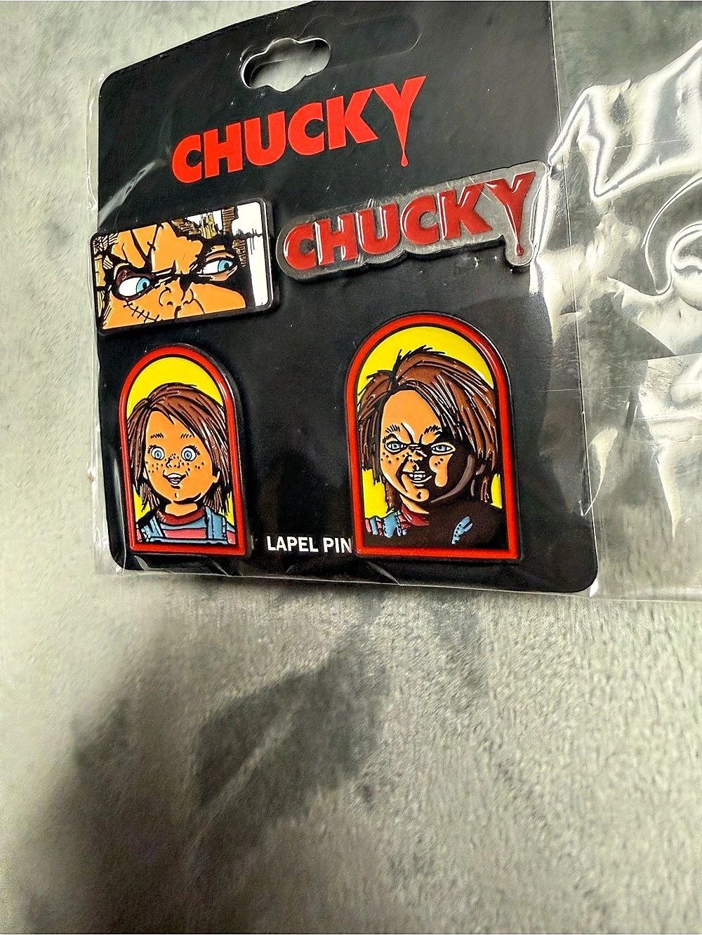 Chucky Label Pin Set Pin Set Black & Red NWT